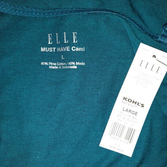 Elle Teal Tank Top Womens L NWT Lace Must Have Cami Pima Cotton Luxe Teal - Picture 7 of 12